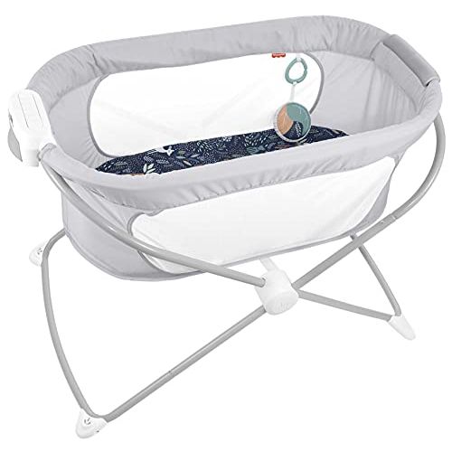  Fisher-Price Soothing View Vibe Bassinet ? Moonlight Forest, Folding Portable Baby Cradle with Calming Vibrations and Music [Amazon Exclusive]