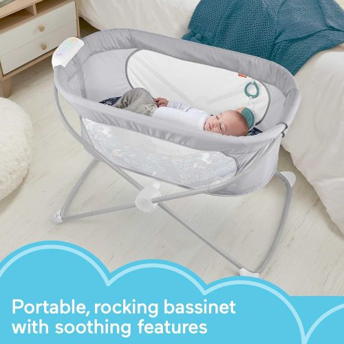  Fisher-Price Soothing View Vibe Bassinet ? Moonlight Forest, Folding Portable Baby Cradle with Calming Vibrations and Music [Amazon Exclusive]