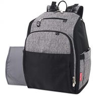 Fisher Price Large Grey Diaper Bag Backpack with Changing Pad and Stroller Straps (Grey Kaden)