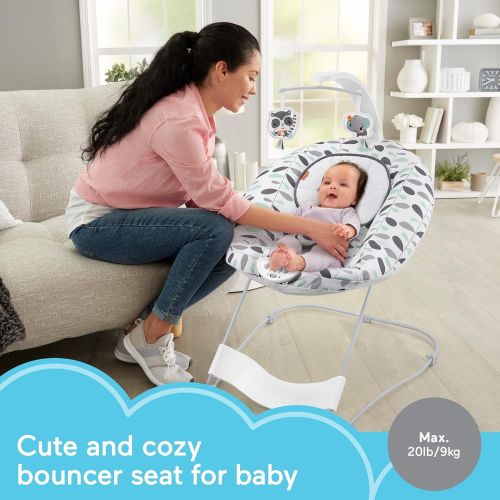  Fisher-Price See and Soothe Deluxe Bouncer Climbing Leaves, Portable Soothing Baby Seat with Vibrations and Music [Amazon Exclusive]