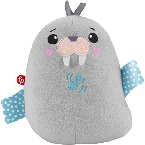  Fisher-Price Chill Vibes Walrus Soother, Take-Along Musical Plush Toy with Calming Vibrations for Infants, Multi , 6.7x5.1 Inch (Pack of 1)