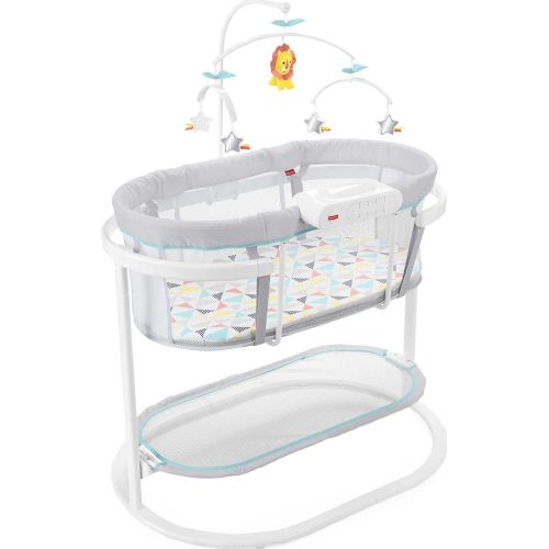  Fisher-Price Soothing Motions Bassinet Windmill, Baby Cradle with sway Motion, Light Projection, Overhead Mobile, Vibrations and Music