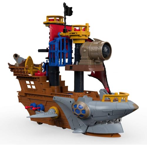  Fisher-Price Imaginext Shark Bite Pirate Ship, pretend playset with pirate figures and accessories for preschool kids ages 3 to 8 years