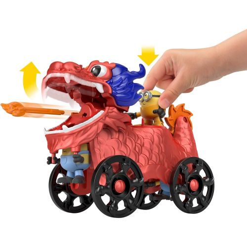  Fisher-Price Imaginext Minions Dragon Disguise push-along dragon vehicle with Minion figure for preschool kids ages 3-8 years