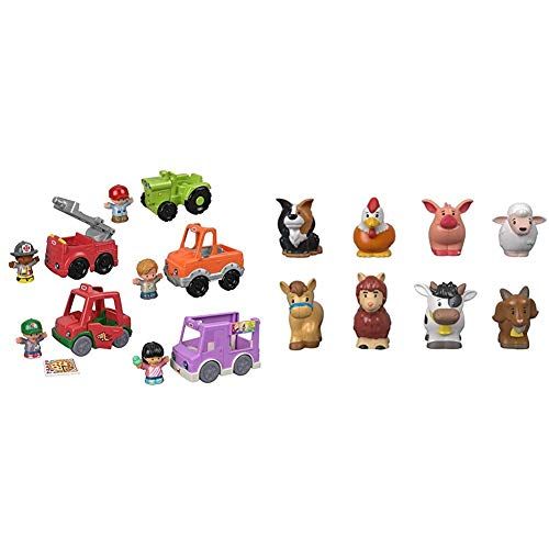  Fisher-Price Little People Around The Neighborhood Vehicle Pack, Set of 5 Push-Along Vehicles and 5 Figures for Toddlers [Amazon Exclusive] & Little People Animal Friends