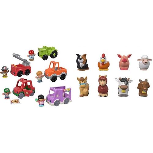  Fisher-Price Little People Around The Neighborhood Vehicle Pack, Set of 5 Push-Along Vehicles and 5 Figures for Toddlers [Amazon Exclusive] & Little People Animal Friends