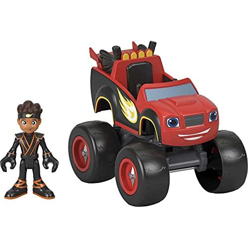  Fisher-Price Blaze and the Monster Machines Ninja Blaze & AJ, large push-along monster truck with poseable figure for preschool kids ages 3 and up