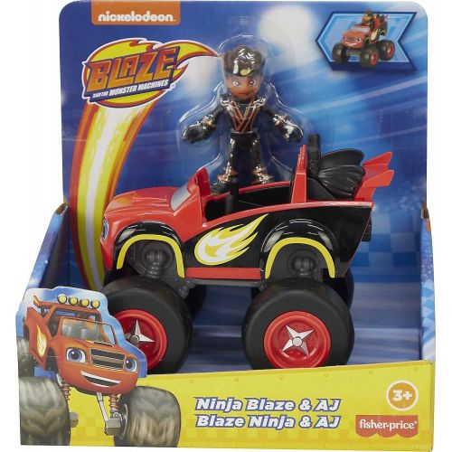  Fisher-Price Blaze and the Monster Machines Ninja Blaze & AJ, large push-along monster truck with poseable figure for preschool kids ages 3 and up