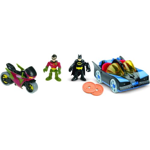  Fisher-Price Imaginext Batman 80th Anniversary 5-Pack [Amazon Exclusive] & Imaginext DC Super Friends, Batmobile & Cycle, What’s The Coolest Way for Kids to Cruise Around Gotham Ci