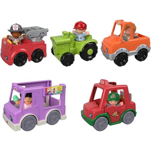  Fisher-Price Little People Around the Neighborhood Vehicle Pack, set of 5 push-along vehicles and 5 figures for toddlers [Amazon Exclusive]