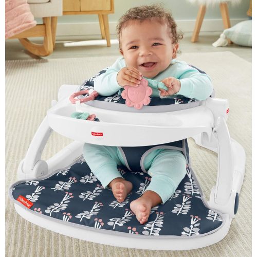  Fisher-Price Sit-Me-Up Floor Seat with Tray - Navy Garden, Infant Chair