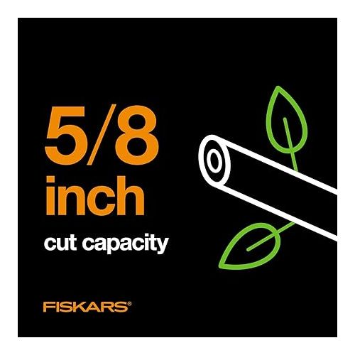  Fiskars Bypass Pruning Shears 5/8” Garden Clippers - Plant Cutting Scissors with Sharp Precision-Ground Steel Blade