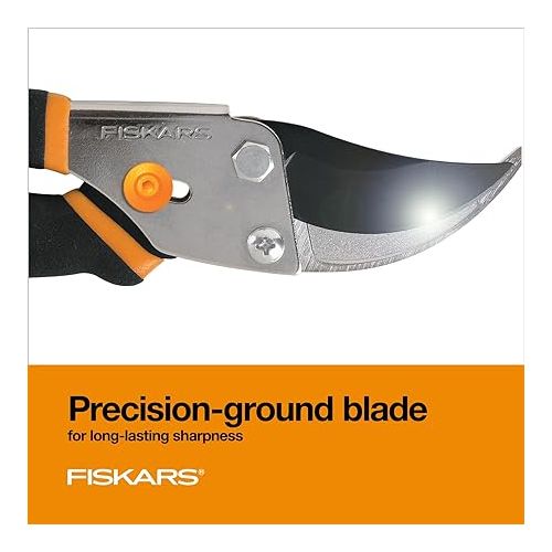  Fiskars Bypass Pruning Shears 5/8” Garden Clippers - Plant Cutting Scissors with Sharp Precision-Ground Steel Blade