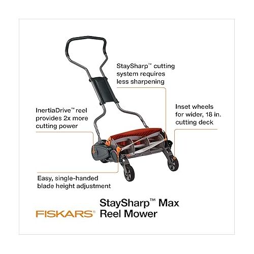  Fiskars StaySharp Max Reel Push Lawn Mower - 18