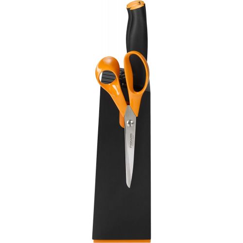  Fiskars Design-Messerblock mit 5 Messern, Breite: 14,5 cm, Hoehe: 36 cm, Birkenholz, Schwarz, Functional Form, 1014190