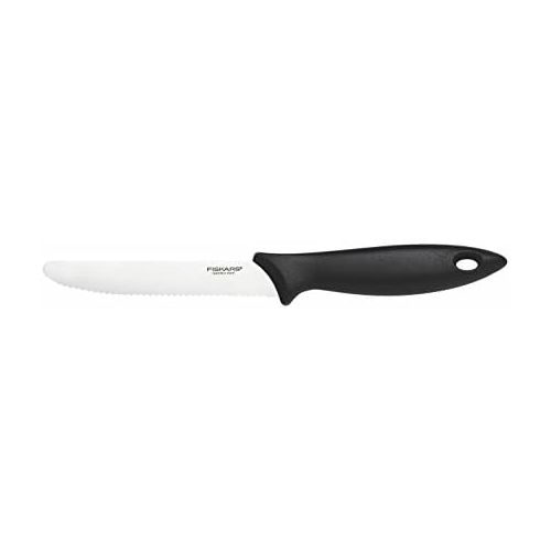  Fiskars Tomatenmesser, Gesamtlaenge: 23 cm, Edelstahl, Schwarz, Essential, 1023779