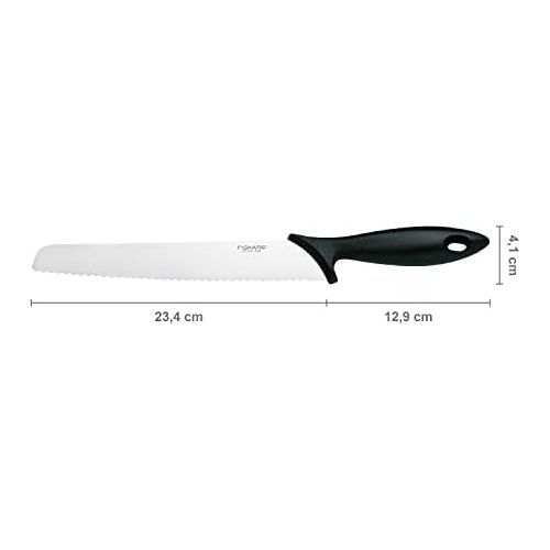  [아마존베스트]Fiskars Bread knife with serrated edge, HRC53, plastic/stainless steel, blade length: 23 cm, black/silver, essential 1023774