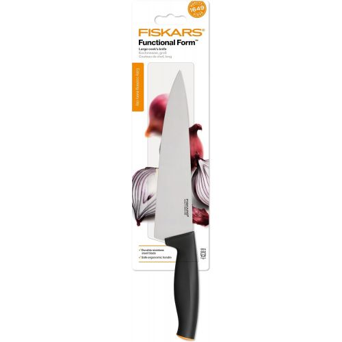  [아마존베스트]Fiskars Chefs Knife, Small, Total Length: 24 cm, high-quality steel / plastic, functional shape., black / orange, 20 cm