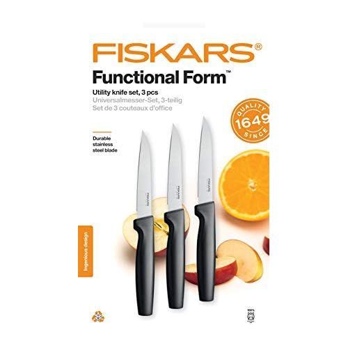  [아마존베스트]Fiskars Vegetable knife set, 3 pieces, quality steel/plastic, black, functional shape, 1014276