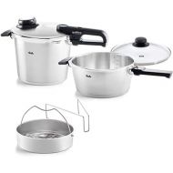 Fissler Vitavit Premium Pressure Cooker Set, 3.7 Quart and 6.3 Quart with Glass Lid