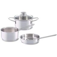 Fisler 08-316-03-A Pot Set, Stainless Steel Pot, Snacky Set, Gas Flame and Induction Compatible, Casserole Sauce Pan, 5.5 inches (14 cm), Frying Pan, 6.3 inches (16 cm), Silver