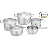 Fissler Pure Collection Stainless Steel 9 Piece Cookware Set with Metal Lids