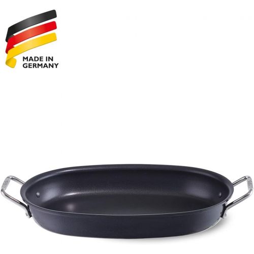  Fissler special fish / Fischpfanne, ovale Servierpfanne, antihaftversiegelt, mit Glas-Deckel, backofen-geeignet bis 230 Grad, alle Herdarten ausser Induktion - 36 x 24 cm, 3,3 L