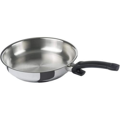  Fissler crispy steelux classic / Edelstahl-Pfanne (Ø 24 cm) unbeschichtete-Steakpfanne, Bratpfanne-induktionsgeeignet, Stielpfanne, ideal zum krossen anbraten, alle Herdarten