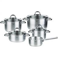 Fissler korfu / Edelstahl-Topfset, 5-teilig, Kochtopf-Set, Toepfe mit Glas-Deckel, Induktion, alle Herdarten (3 Kochtoepfe, 1 Bratentopf, 1 Stielkasserolle-deckellos)