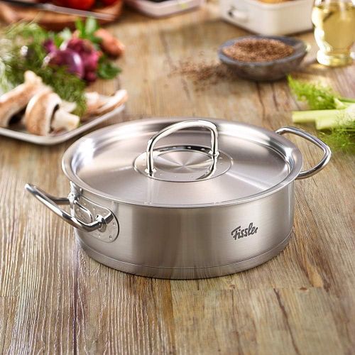  Fissler original-profi collection / Edelstahl-Brater, (3,0 L - Ø 24 cm) runder Induktions-Schmortopf, mit Deckel, backofen-geeignet, spuelmaschinengeeignet - alle Herdarten auch Ind