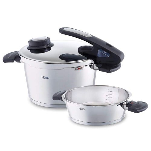  Fissler Schnellkochtopf Set mit Bratpfanne vitavit edition design  2-teilig  induktionsgeeignet und mit abnehmbarem Griff  630-305-11-070/0  Ø 22 cm  4,5 L und 2,5 L