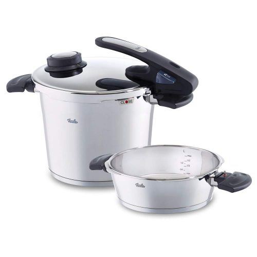  Fissler Schnellkochtopf Set mit Bratpfanne, vitavit edition design  2-teilig  induktionsgeeignet und mit abnehmbarem Griff  630-305-12-070/0  Ø 22 cm  6 L und 2,5 L