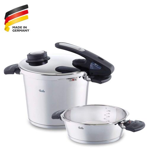  Fissler Schnellkochtopf Set mit Bratpfanne, vitavit edition design  2-teilig  induktionsgeeignet und mit abnehmbarem Griff  630-305-12-070/0  Ø 22 cm  6 L und 2,5 L