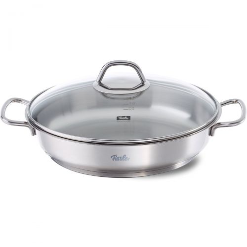  Fissler original-Profi Collection Edelstahl 28 cm mit Glasdeckel Servierpfanne, Silber,