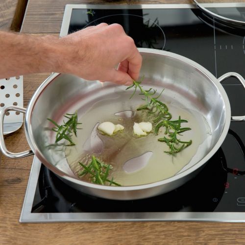  Fissler original-Profi Collection Edelstahl 28 cm mit Glasdeckel Servierpfanne, Silber,