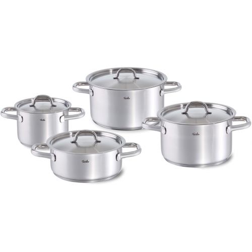  Fissler family line / Edelstahl-Topfset, 4-teilig, Kochtopf-Set induktionsgeeignet, Toepfe mit Deckel, spuelmaschinen-geeignet, Induktion, alle Herdarten (3 Kochtoepfe, 1 Bratentopf)