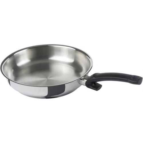  Fissler crispy steelux classic / Edelstahl-Pfanne (Ø 28 cm) unbeschichtete-Steakpfanne, Bratpfanne-induktionsgeeignet, Stielpfanne, ideal zum krossen anbraten, alle Herdarten