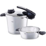 Fissler vitavit edition design / Induktions-Schnellkochtopf-Set, 2-teilig (6 L und 2,5 L - Ø 22 cm) Edelstahl-Dampfkochtopf und Schnell-Bratpfanne, 2 Garstufen, alle Herdarten auch