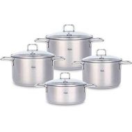 Fissler hamburg / Edelstahl-Topfset, 4-teilig, Kochtopf-Set, Toepfe mit Glas-Deckel, Induktion, alle Herdarten (3 Kochtoepfe, 1 Bratentopf)