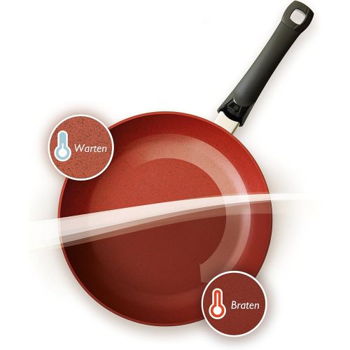  Fissler SensoRed / Wokpfanne (Ø 28 cm) Pfanne mit thermo-sensitiver Antihaftversiegelung, Temperaturanzeige, Aluminium-Schwenkpfanne, alle Herdarten  auch Induktion