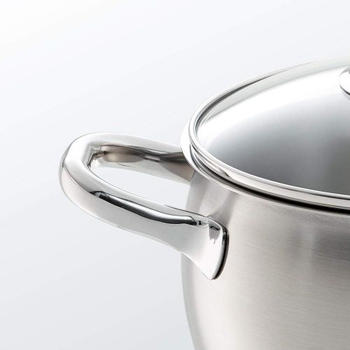  Fissler Valea Set of 4 Stainless Steel Saucepans with Glass Lid Suitable for All Hobs (3 Saucepans and 1 Stewing Pots