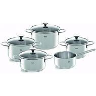 Fissler Copenhagen 5-Piece Stainless Steel Saucepan Set with Glass Lid for Induction All Hobs (3 Saucepans, 1 Stewing Pan, 1 Saucepan and Lid Free)