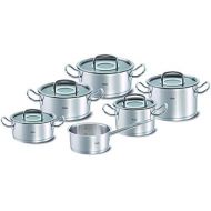 Fissler Original-Profi collection, 6-Piece Stainless Steel Cooking Pot Set, Pots with Glass Lid, Induction, All Types of Hob (3 Frying Pots 2 Cooking Pots 1 Saucepan Lid-Free)