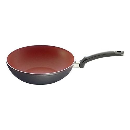  Fissler SensoRed Wok Pan 28 cm Diameter with Thermo-Sensitive Non-Stick Coating, Temperature Display, Aluminium Frying Pan, All Hob Types  including Induction