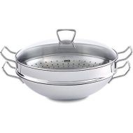 Fissler 0683335001 Nanjing Wok (Induction) with Steaming Insert Glass Lid and Colander