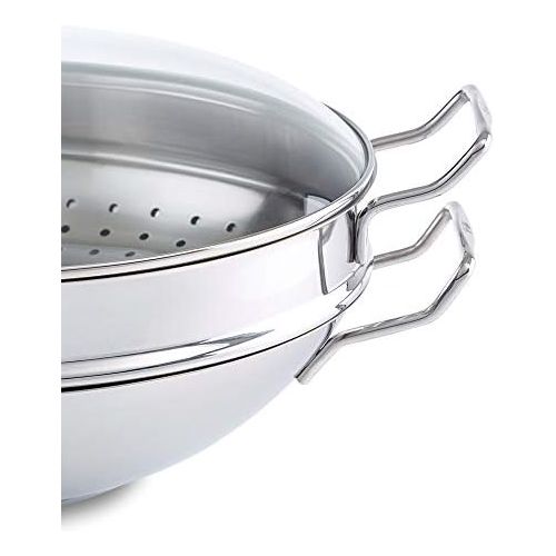  Fissler 0683335001 Nanjing Wok (Induction) with Steaming Insert Glass Lid and Colander