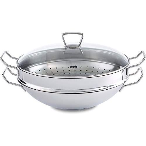  Fissler 0683335001 Nanjing Wok (Induction) with Steaming Insert Glass Lid and Colander