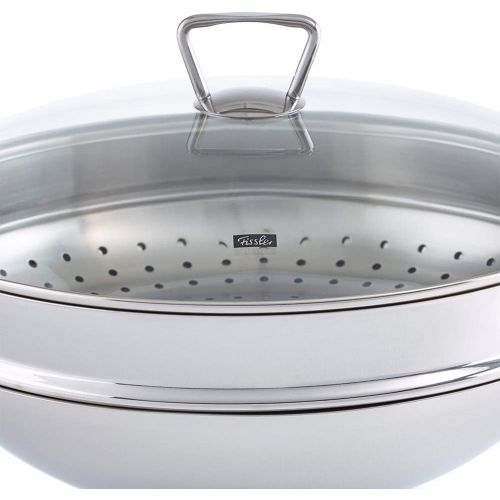  Fissler 0683335001 Nanjing Wok (Induction) with Steaming Insert Glass Lid and Colander