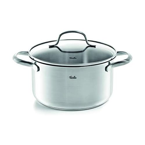  Fissler Vancouver 5-Piece Stainless Steel Saucepan Set with Glass Lid (3 Saucepans, 1 Stewing Pan, 1 Sauteuse), All Hob Types Including Induction