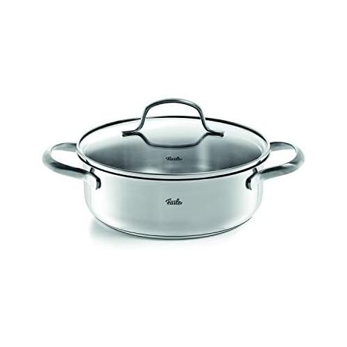  Fissler Vancouver 5-Piece Stainless Steel Saucepan Set with Glass Lid (3 Saucepans, 1 Stewing Pan, 1 Sauteuse), All Hob Types Including Induction